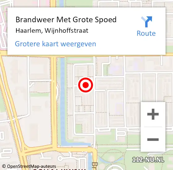 Locatie op kaart van de 112 melding: Brandweer Met Grote Spoed Naar Haarlem, Wijnhoffstraat op 11 januari 2020 10:45