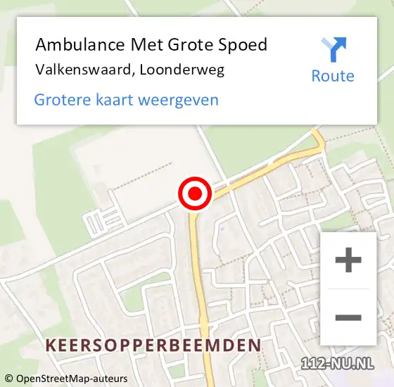 Locatie op kaart van de 112 melding: Ambulance Met Grote Spoed Naar Valkenswaard, Loonderweg op 11 januari 2020 11:37