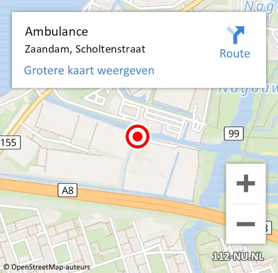 Locatie op kaart van de 112 melding: Ambulance Zaandam, Scholtenstraat op 11 januari 2020 11:53