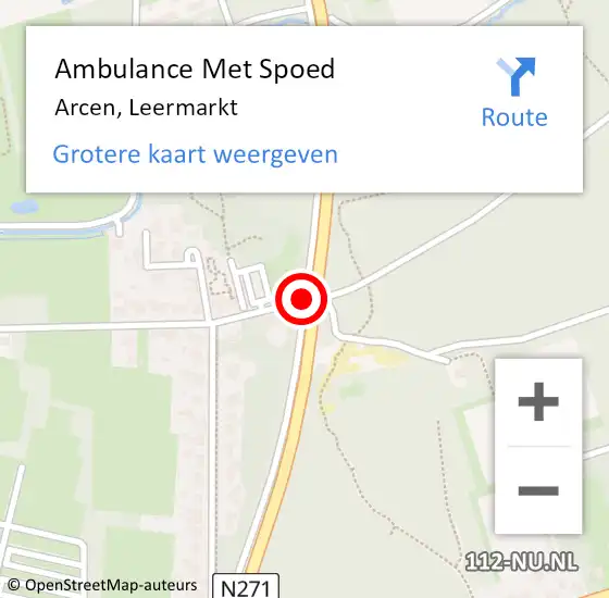 Locatie op kaart van de 112 melding: Ambulance Met Spoed Naar Arcen, Leermarkt op 11 januari 2020 12:07