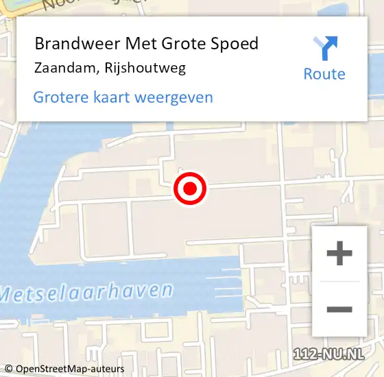 Locatie op kaart van de 112 melding: Brandweer Met Grote Spoed Naar Zaandam, Rijshoutweg op 11 januari 2020 12:24