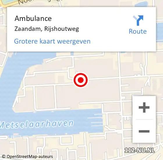 Locatie op kaart van de 112 melding: Ambulance Zaandam, Rijshoutweg op 11 januari 2020 12:24