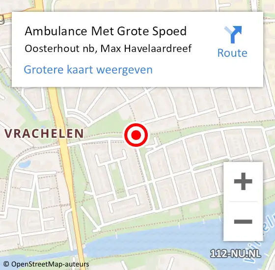 Locatie op kaart van de 112 melding: Ambulance Met Grote Spoed Naar Oosterhout nb, Max Havelaardreef op 11 januari 2020 12:38