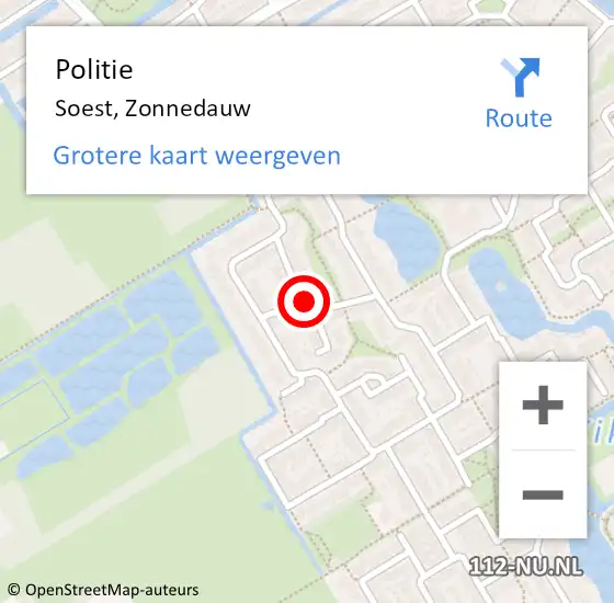 Locatie op kaart van de 112 melding: Politie Soest, Zonnedauw op 11 januari 2020 13:09