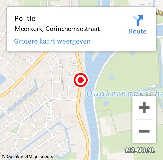 Locatie op kaart van de 112 melding: Politie Meerkerk, Gorinchemsestraat op 11 januari 2020 13:28