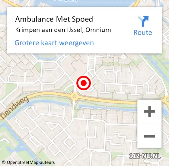 Locatie op kaart van de 112 melding: Ambulance Met Spoed Naar Krimpen aan den IJssel, Omnium op 11 januari 2020 15:59
