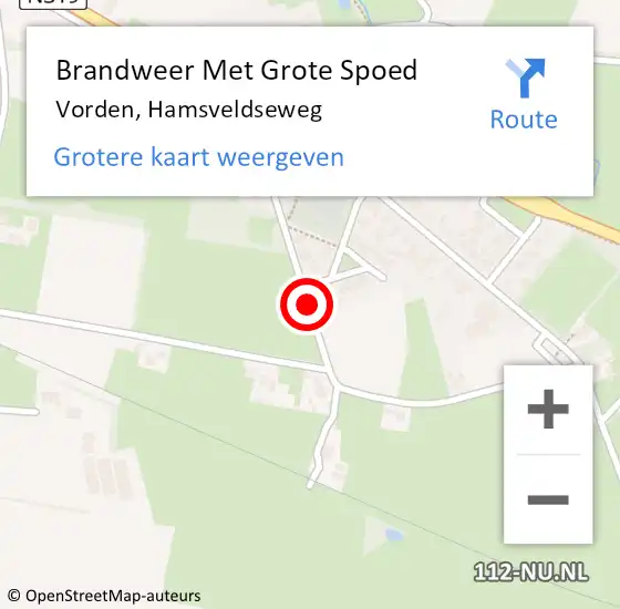 Locatie op kaart van de 112 melding: Brandweer Met Grote Spoed Naar Vorden, Hamsveldseweg op 11 januari 2020 16:18