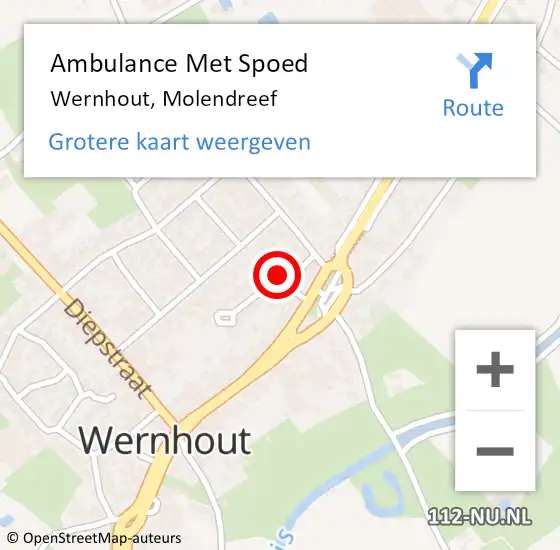 Locatie op kaart van de 112 melding: Ambulance Met Spoed Naar Wernhout, Molendreef op 25 april 2014 11:31