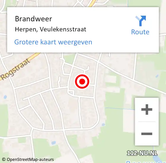 Locatie op kaart van de 112 melding: Brandweer Herpen, Veulekensstraat op 11 januari 2020 17:01