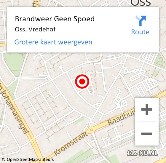 Locatie op kaart van de 112 melding: Brandweer Geen Spoed Naar Oss, Vredehof op 11 januari 2020 18:04