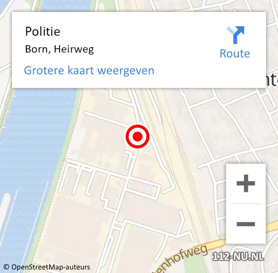 Locatie op kaart van de 112 melding: Politie Born, Heirweg op 11 januari 2020 19:11