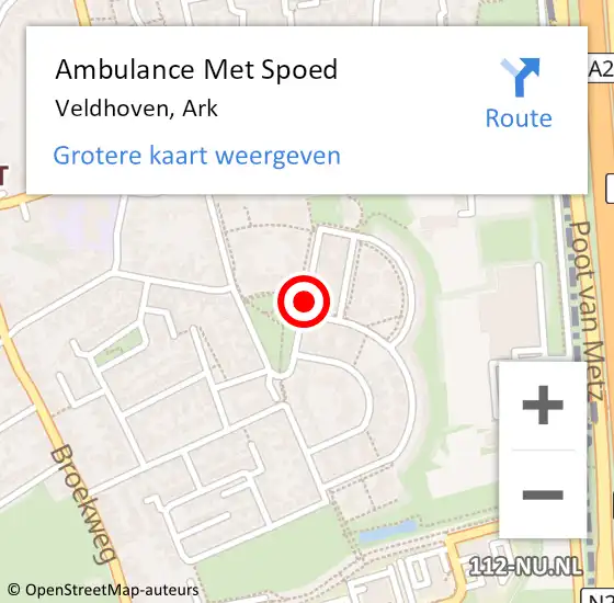 Locatie op kaart van de 112 melding: Ambulance Met Spoed Naar Veldhoven, Ark op 11 januari 2020 19:30