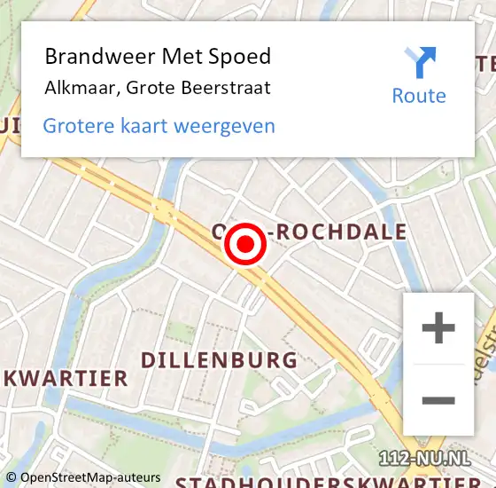 Locatie op kaart van de 112 melding: Brandweer Met Spoed Naar Alkmaar, Grote Beerstraat op 11 januari 2020 19:54