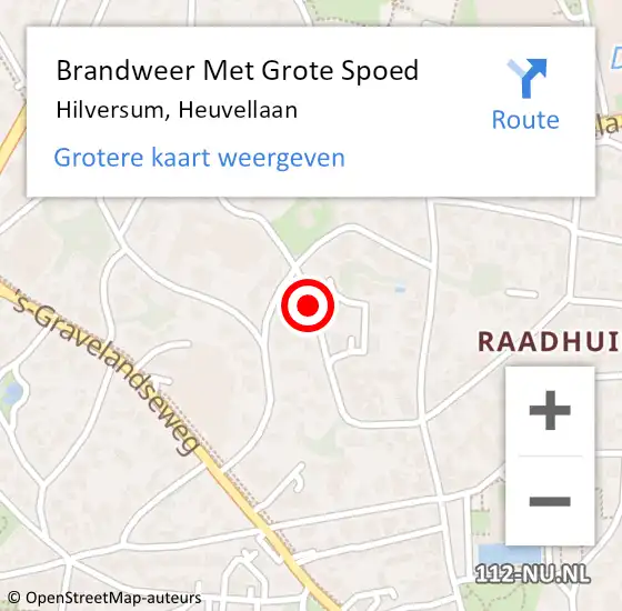 Locatie op kaart van de 112 melding: Brandweer Met Grote Spoed Naar Hilversum, Heuvellaan op 11 januari 2020 20:10