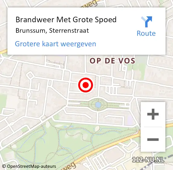 Locatie op kaart van de 112 melding: Brandweer Met Grote Spoed Naar Brunssum, Sterrenstraat op 11 januari 2020 22:39