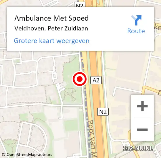 Locatie op kaart van de 112 melding: Ambulance Met Spoed Naar Veldhoven, Peter Zuidlaan op 11 januari 2020 23:06