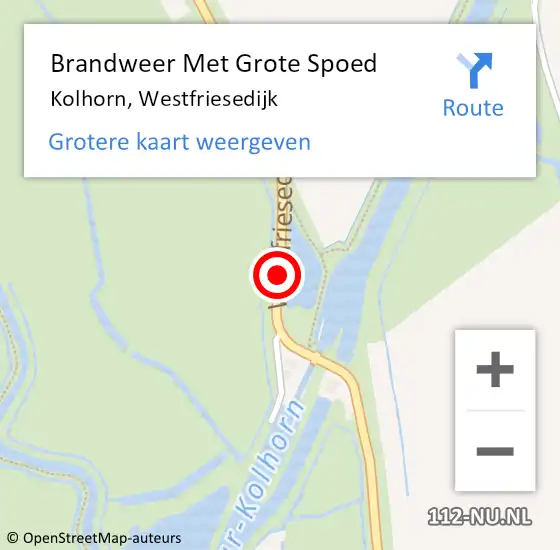 Locatie op kaart van de 112 melding: Brandweer Met Grote Spoed Naar Kolhorn, Westfriesedijk op 11 januari 2020 23:12