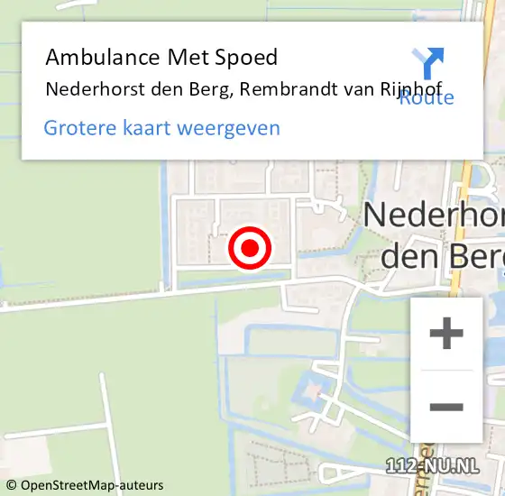 Locatie op kaart van de 112 melding: Ambulance Met Spoed Naar Nederhorst den Berg, Rembrandt van Rijnhof op 11 januari 2020 23:12