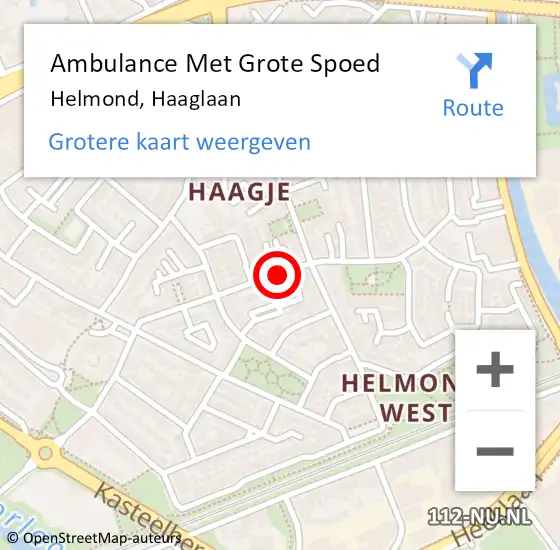 Locatie op kaart van de 112 melding: Ambulance Met Grote Spoed Naar Helmond, Haaglaan op 12 januari 2020 01:54