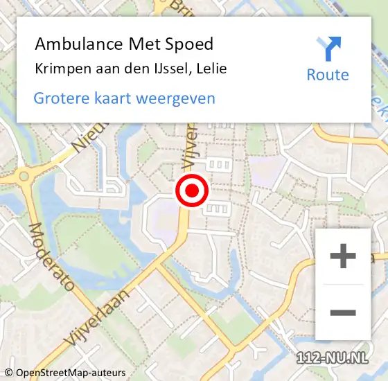 Locatie op kaart van de 112 melding: Ambulance Met Spoed Naar Krimpen aan den IJssel, Lelie op 12 januari 2020 02:14