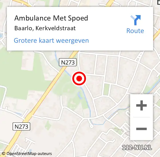 Locatie op kaart van de 112 melding: Ambulance Met Spoed Naar Baarlo, Kerkveldstraat op 25 april 2014 12:18