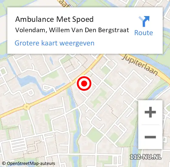 Locatie op kaart van de 112 melding: Ambulance Met Spoed Naar Volendam, Willem Van Den Bergstraat op 12 januari 2020 07:51