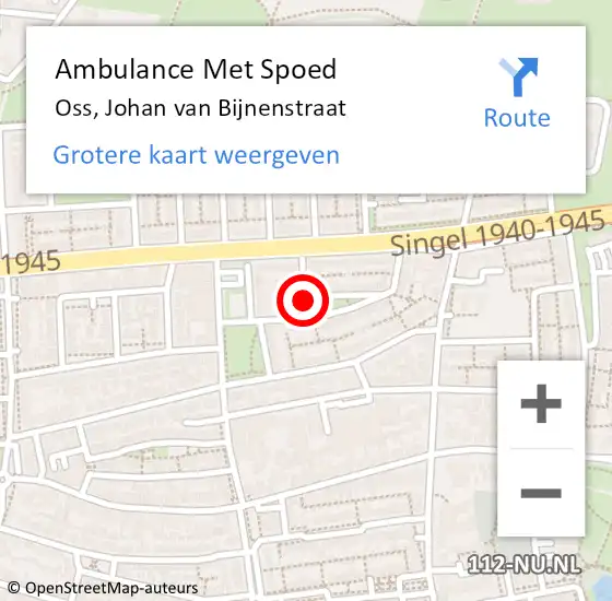 Locatie op kaart van de 112 melding: Ambulance Met Spoed Naar Oss, Johan van Bijnenstraat op 12 januari 2020 08:03