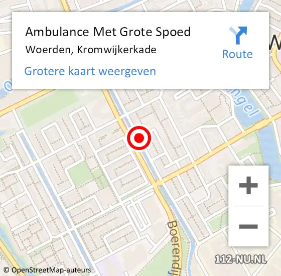 Locatie op kaart van de 112 melding: Ambulance Met Grote Spoed Naar Woerden, Kromwijkerkade op 12 januari 2020 08:38