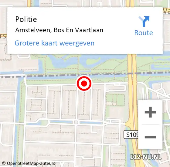 Locatie op kaart van de 112 melding: Politie Amstelveen, Bos En Vaartlaan op 25 april 2014 12:22