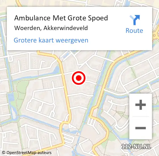 Locatie op kaart van de 112 melding: Ambulance Met Grote Spoed Naar Woerden, Akkerwindeveld op 12 januari 2020 09:41