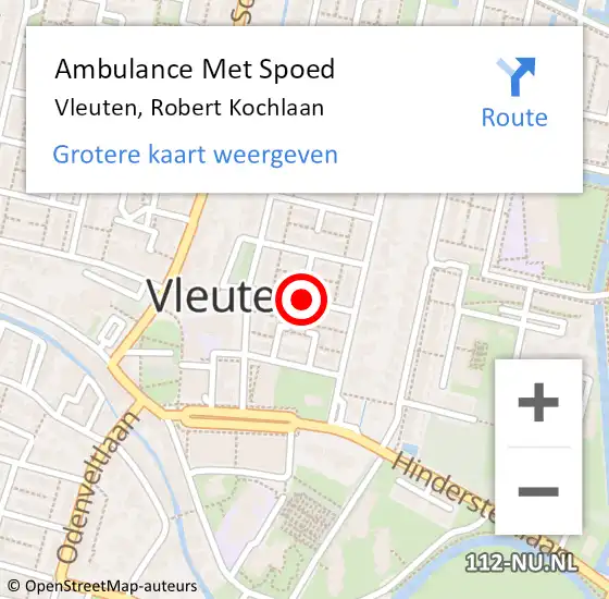 Locatie op kaart van de 112 melding: Ambulance Met Spoed Naar Vleuten, Robert Kochlaan op 12 januari 2020 09:42