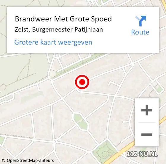 Locatie op kaart van de 112 melding: Brandweer Met Grote Spoed Naar Zeist, Burgemeester Patijnlaan op 12 januari 2020 10:41