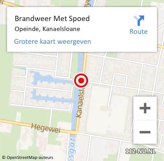 Locatie op kaart van de 112 melding: Brandweer Met Spoed Naar Opeinde, Kanaelsloane op 12 januari 2020 12:29