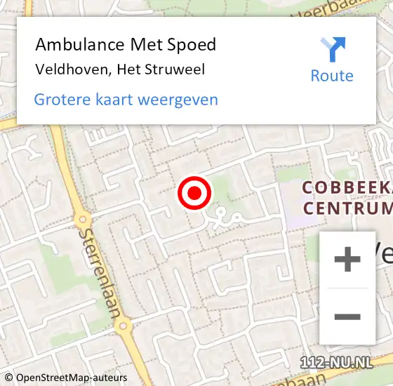 Locatie op kaart van de 112 melding: Ambulance Met Spoed Naar Veldhoven, Het Struweel op 12 januari 2020 12:34