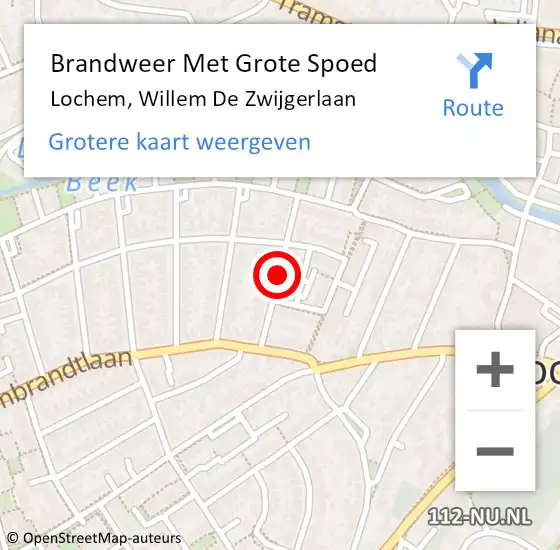 Locatie op kaart van de 112 melding: Brandweer Met Grote Spoed Naar Lochem, Willem De Zwijgerlaan op 12 januari 2020 13:08