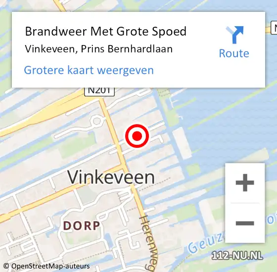 Locatie op kaart van de 112 melding: Brandweer Met Grote Spoed Naar Vinkeveen, Prins Bernhardlaan op 12 januari 2020 13:21