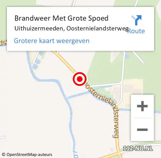 Locatie op kaart van de 112 melding: Brandweer Met Grote Spoed Naar Uithuizermeeden, Oosternielandsterweg op 12 januari 2020 13:51