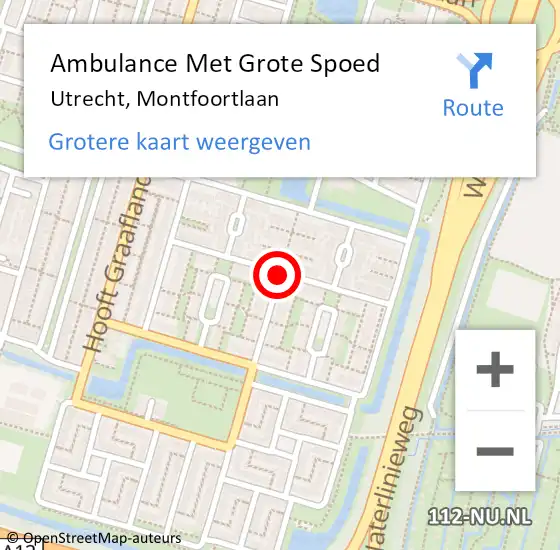 Locatie op kaart van de 112 melding: Ambulance Met Grote Spoed Naar Utrecht, Montfoortlaan op 12 januari 2020 13:56