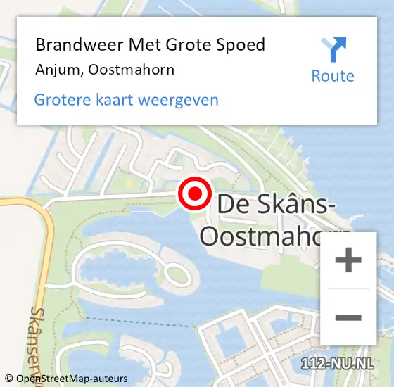 Locatie op kaart van de 112 melding: Brandweer Met Grote Spoed Naar Anjum, Oostmahorn op 12 januari 2020 14:30