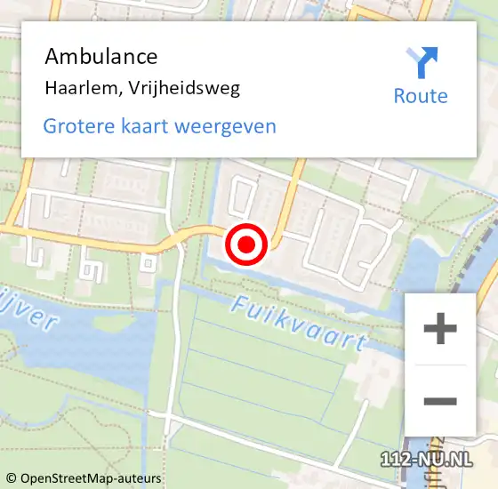 Locatie op kaart van de 112 melding: Ambulance Haarlem, Vrijheidsweg op 12 januari 2020 14:45