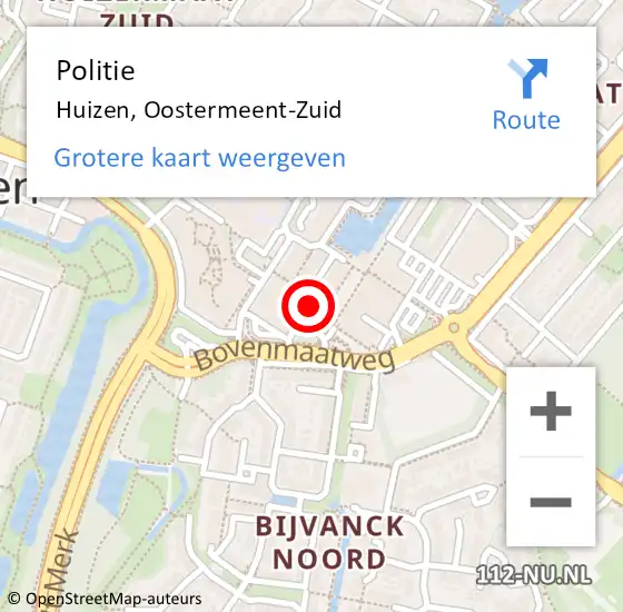 Locatie op kaart van de 112 melding: Politie Huizen, Oostermeent-Zuid op 12 januari 2020 16:25