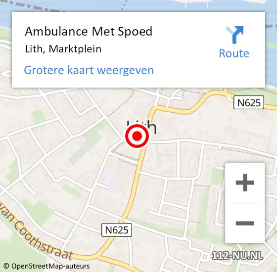 Locatie op kaart van de 112 melding: Ambulance Met Spoed Naar Lith, Marktplein op 12 januari 2020 17:00