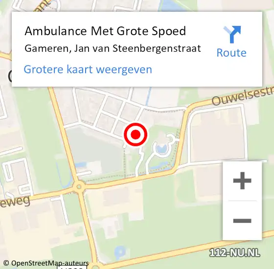 Locatie op kaart van de 112 melding: Ambulance Met Grote Spoed Naar Gameren, Jan van Steenbergenstraat op 25 april 2014 12:57