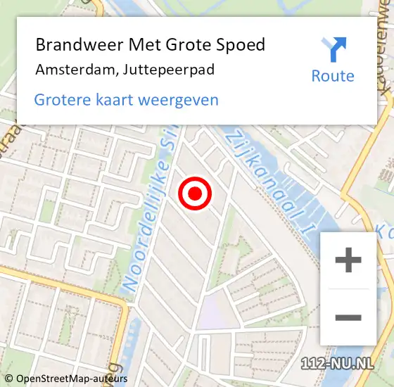 Locatie op kaart van de 112 melding: Brandweer Met Grote Spoed Naar Amsterdam, Juttepeerpad op 12 januari 2020 17:53