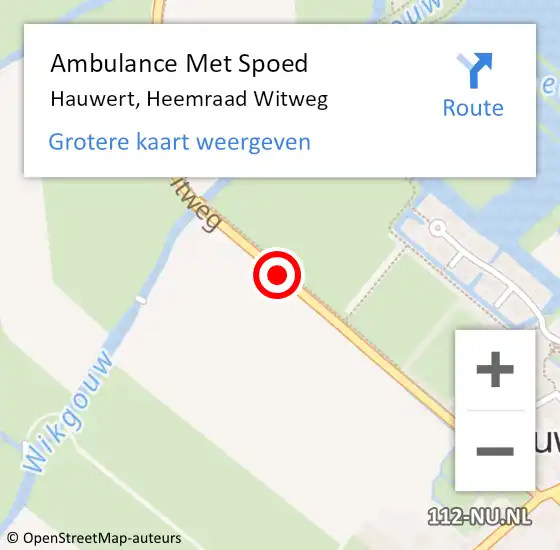 Locatie op kaart van de 112 melding: Ambulance Met Spoed Naar Hauwert, Heemraad Witweg op 12 januari 2020 18:18