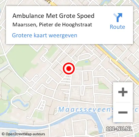 Locatie op kaart van de 112 melding: Ambulance Met Grote Spoed Naar Maarssen, Pieter de Hooghstraat op 12 januari 2020 18:22