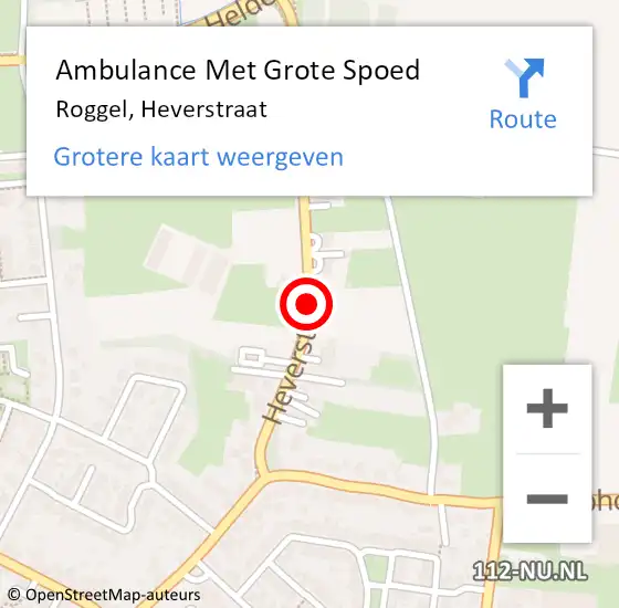 Locatie op kaart van de 112 melding: Ambulance Met Grote Spoed Naar Roggel, Heverstraat op 12 januari 2020 18:46