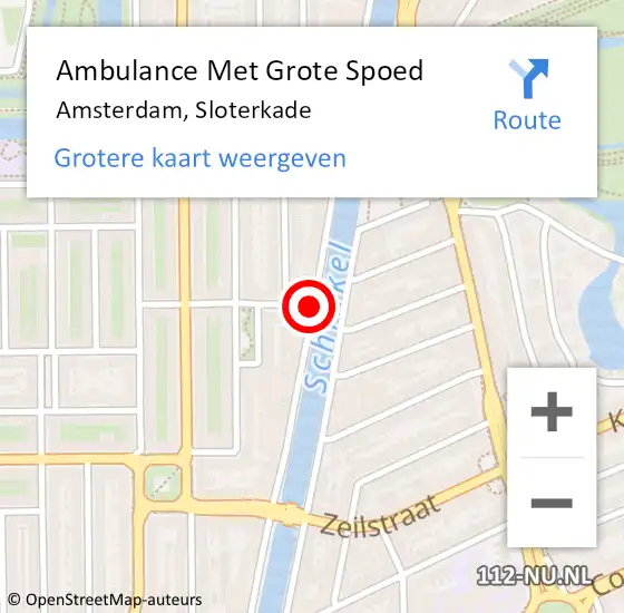Locatie op kaart van de 112 melding: Ambulance Met Grote Spoed Naar Amsterdam, Sloterkade op 12 januari 2020 18:48