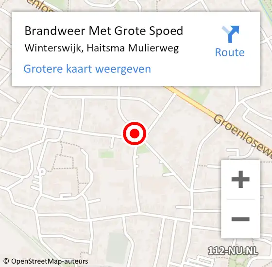 Locatie op kaart van de 112 melding: Brandweer Met Grote Spoed Naar Winterswijk, Haitsma Mulierweg op 12 januari 2020 19:12