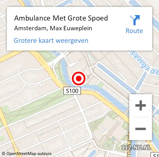 Locatie op kaart van de 112 melding: Ambulance Met Grote Spoed Naar Amsterdam, Max Euweplein op 12 januari 2020 20:11